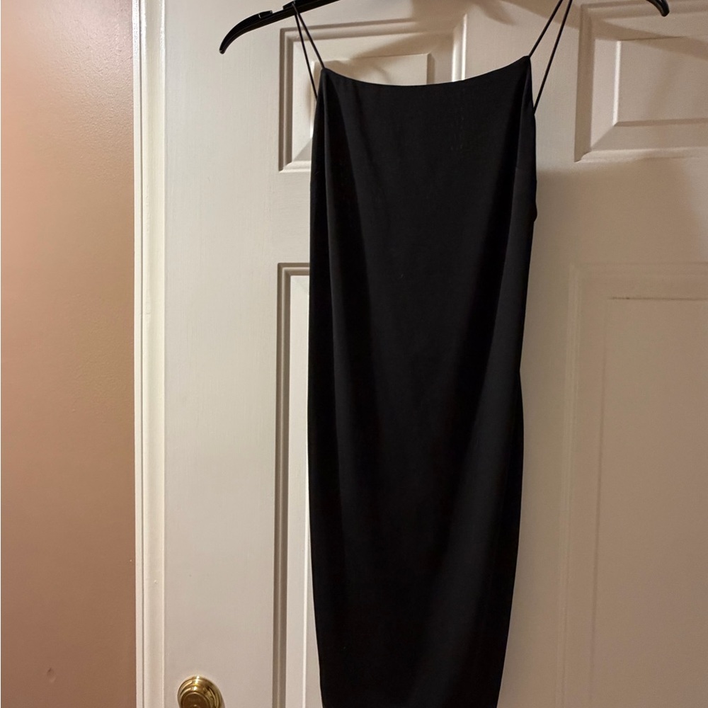 Aqua Strapless Black Dress